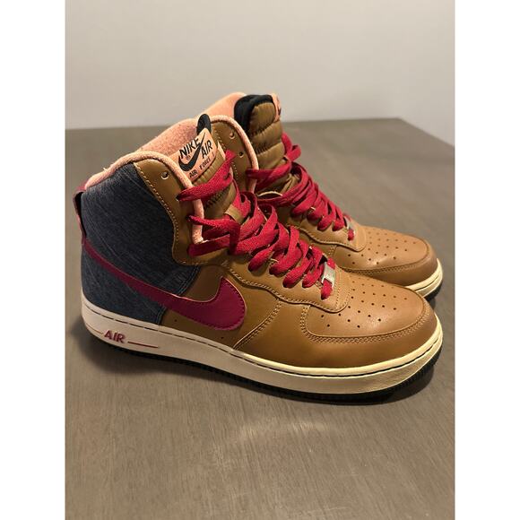Nike Mens Air Force 1 High 07 Basketball Shoes Brown Red 315121-201 10M main image 8
